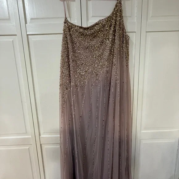 NWT Mac Duggal 9224 Pink One Shoulder Embellished Trapeze A Line Gown Size 14 - Picture 9 of 17